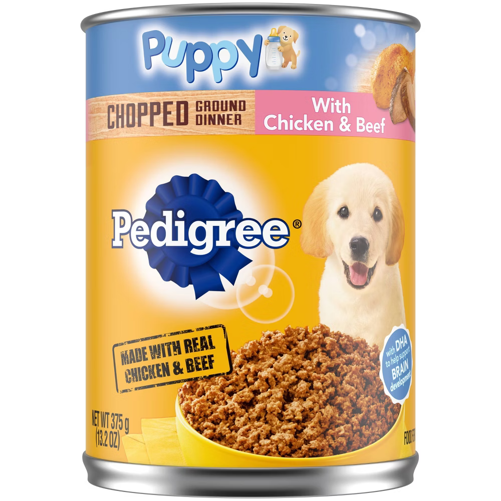 Pedigree Puppy Chopped Ground Dinner with Chicken & Beef Wet Dog Food (13.2oz)