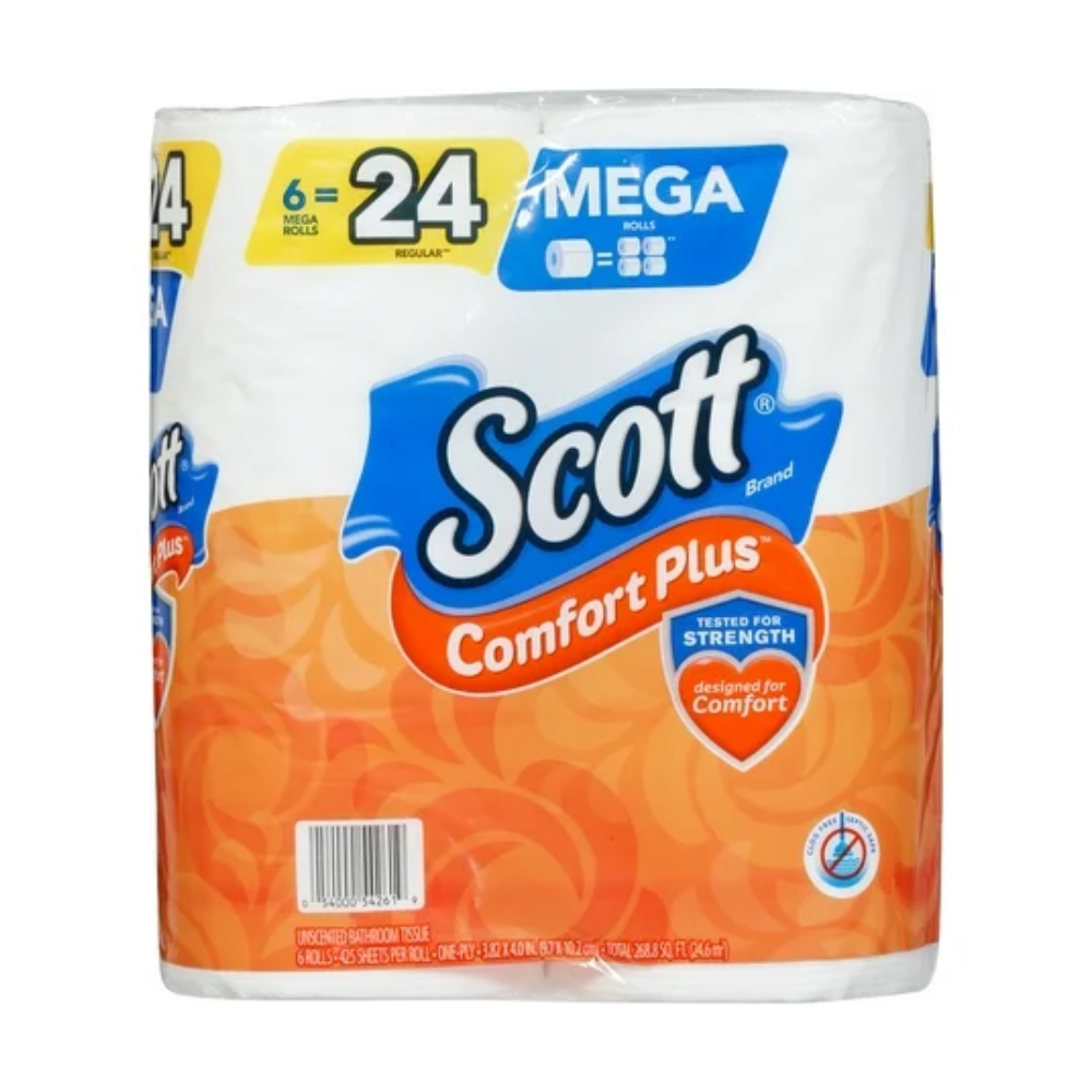 Scott ComfortPlus Toilet Paper 6 Mega Rolls per Roll (425 Sheets)
