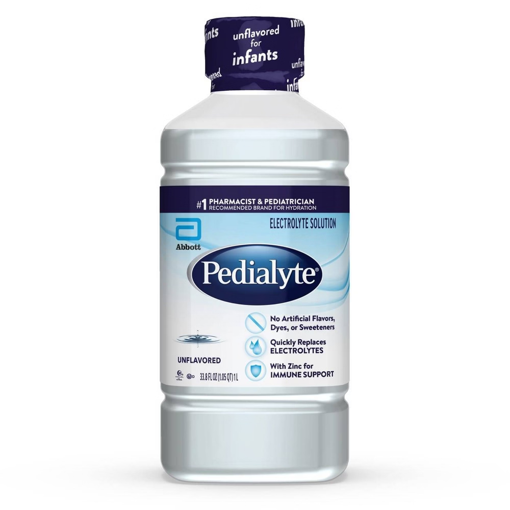 Pedialyte Electrolyte Solution Unflavored Hydration Drink (33.8 oz)