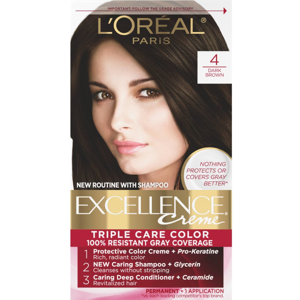 L'Oréal Paris Excellence Triple Protection Permanent Hair Color - 4 Dark Brown (6.3 fl oz)