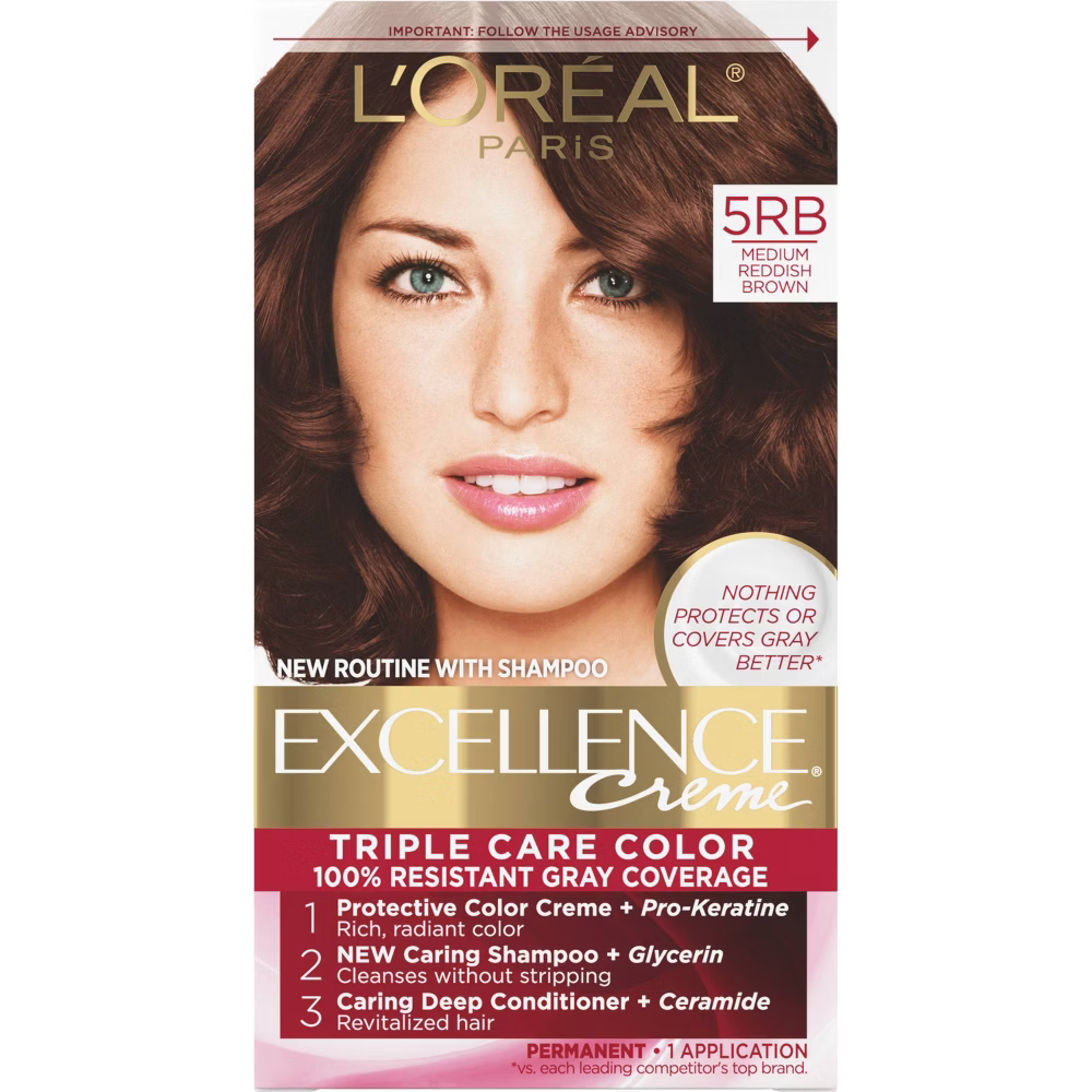 L'Oréal Paris Excellence Triple Protection Permanent Hair Color - 5RB Medium Reddish Brown (6.3 fl oz)
