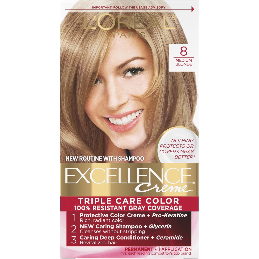 L'Oréal Paris Excellence Triple Protection Permanent Hair Color - 8 Medium Blonde (6.3 fl oz)
