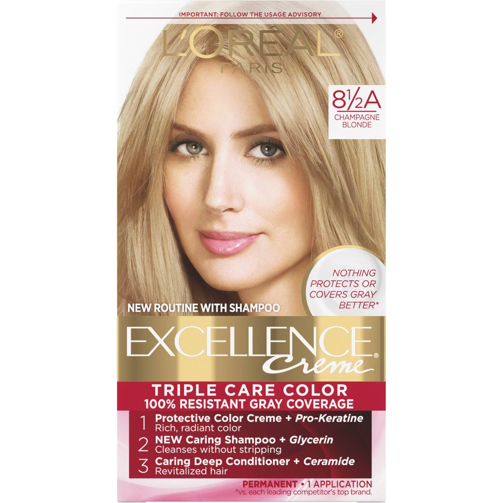 L'Oréal Paris Excellence Triple Protection Permanent Hair Color - 8.5A Champagne Blonde (6.3 fl oz)
