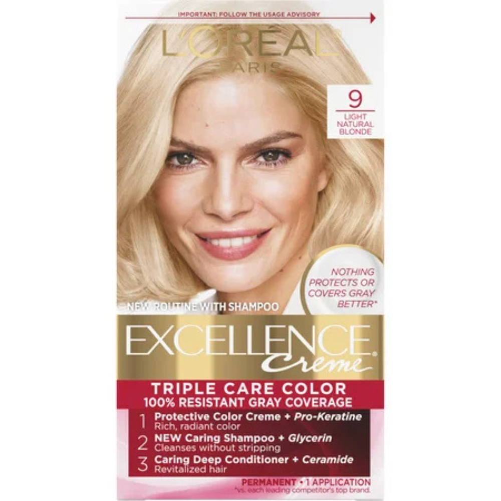 L'Oréal Paris Excellence Triple Protection Permanent Hair Color - 9 Light Natural Blonde (6.3 fl oz)
