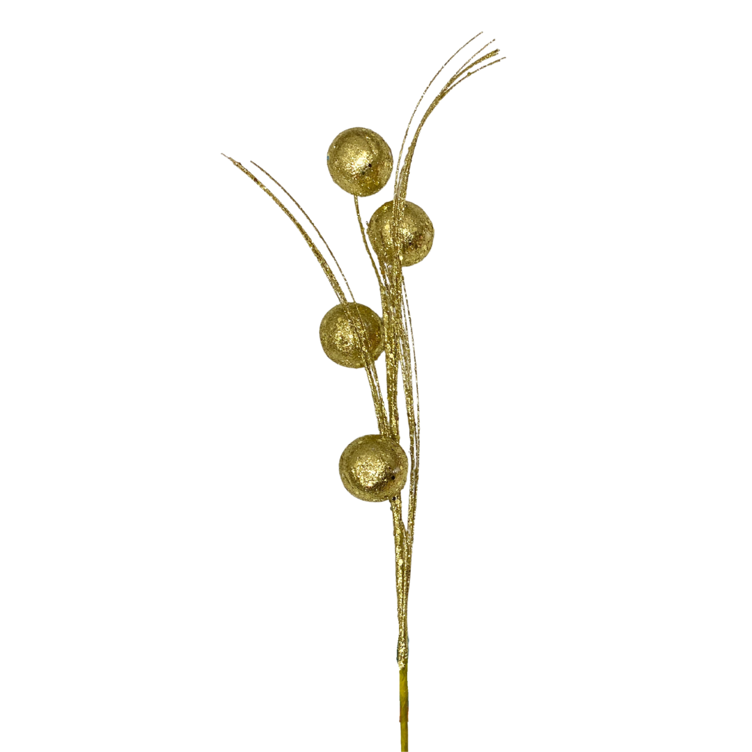 Tallo decorativo dorado 80 cm con esferas brillantes