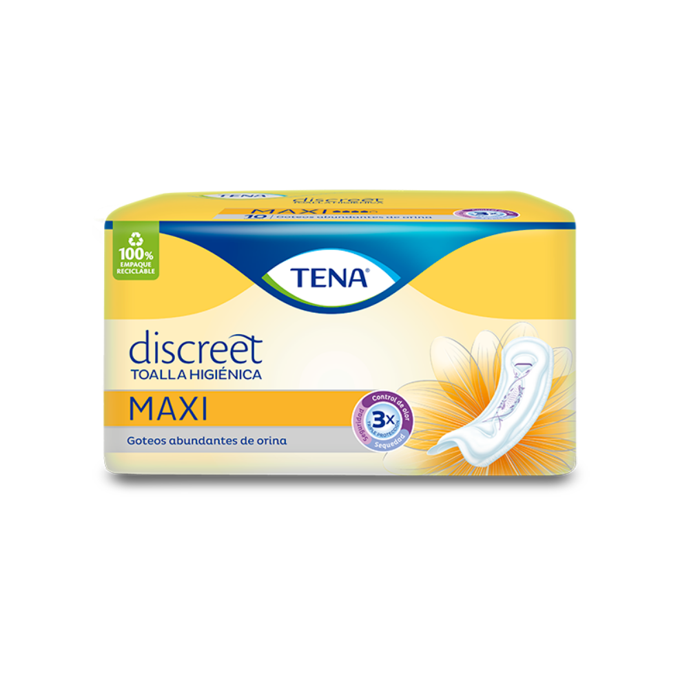 Tena Women Discreet Maxi Nocturna Mayor Protección y Descanso (10ct)