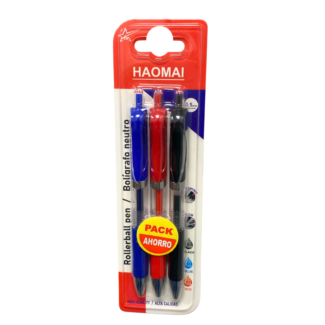 Haomai Bolígrafos Rollerball Neutros (3 piezas, 0.5mm)