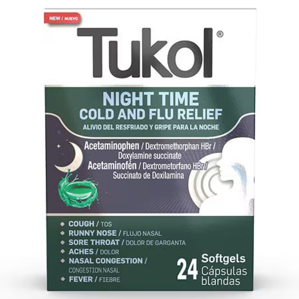 Tukol Night Time Cold & Flu Relief Softgels (24 ct)