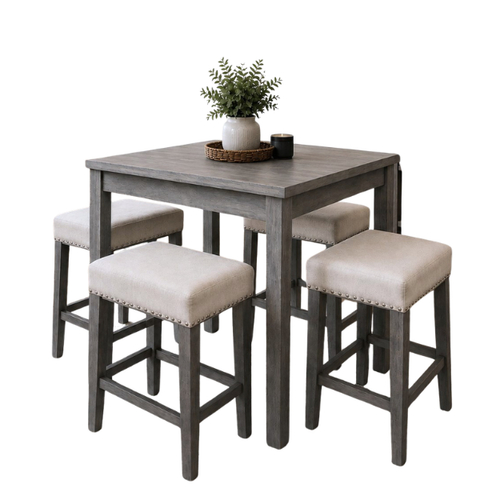5-Piece Counter Height Dining Set – Antique Grey