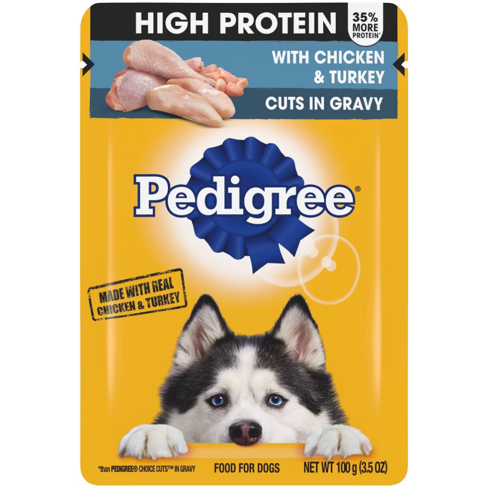 Pedigree High Protein Wet Dog Food With Chicken & Turkey in Gravy (3.5oz)