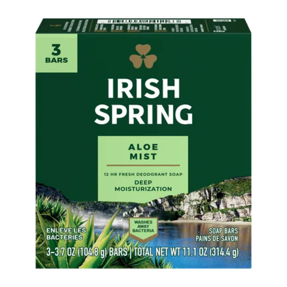 Irish Spring Aloe Mist Deodorant Soap Bar (3.7oz 3pk)