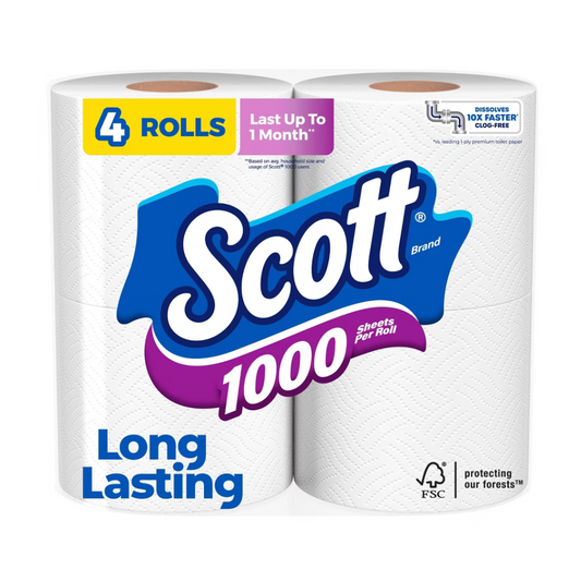 Scott 1000 Septic Safe  Toilet Paper 4 Rolls (1 Ply)
