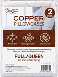 Spa320 Collection Copper Pillowcases 2-pack, Full/Queen size (20" x 30" / 51cm x 76cm), packaged in a clear plastic sleeve with a white and brown cardboard insert card.