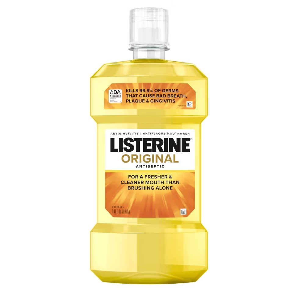 Listerine Original Antiseptic Mouthwash for Bad Breath & Plaque (1 L)