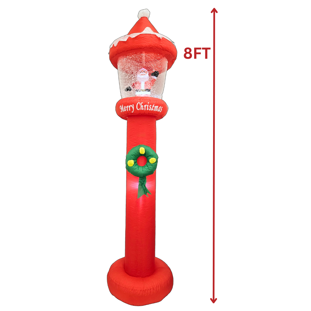 Poste decorativo navideño iluminado 8 ft