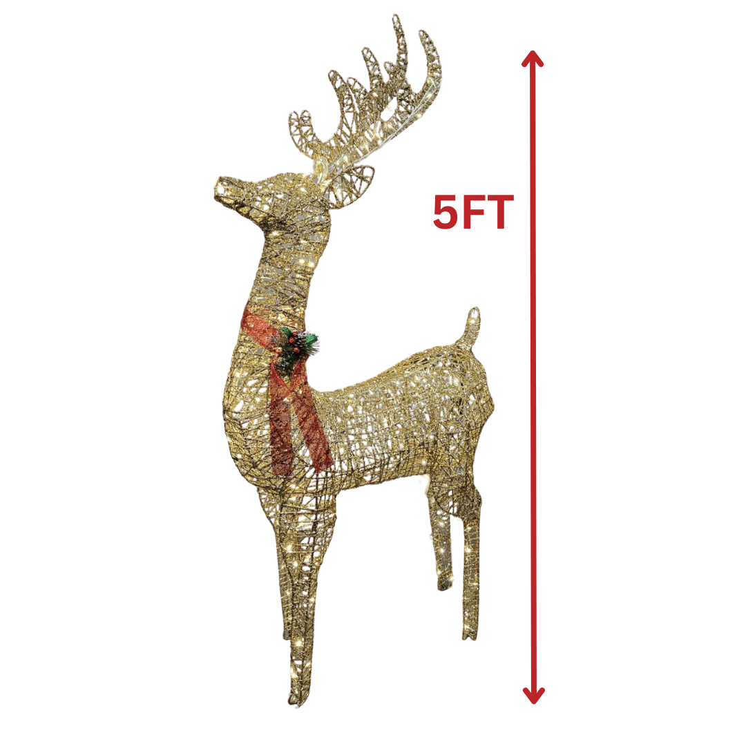 Figura de reno grande iluminado para exteriores