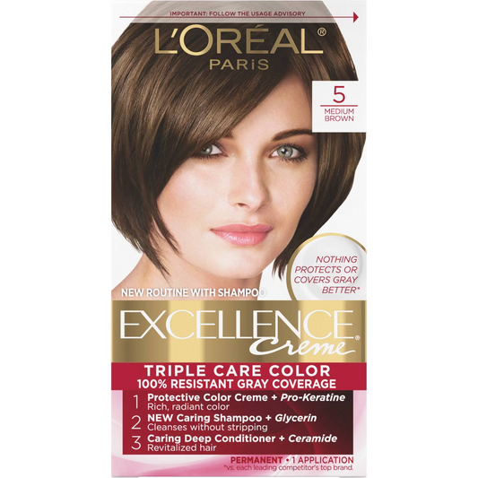 L'Oréal Paris Excellence Triple Protection Permanent Hair Color - 5 Medium Brown (6.3 fl oz)