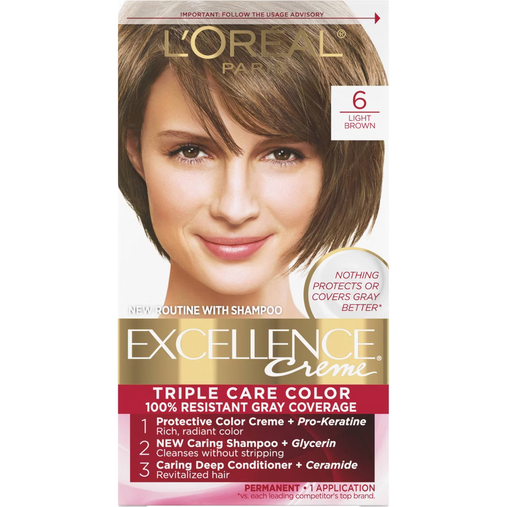L'Oréal Paris Excellence Triple Protection Permanent Hair Color - 6 Light Brown (6.3 fl oz)