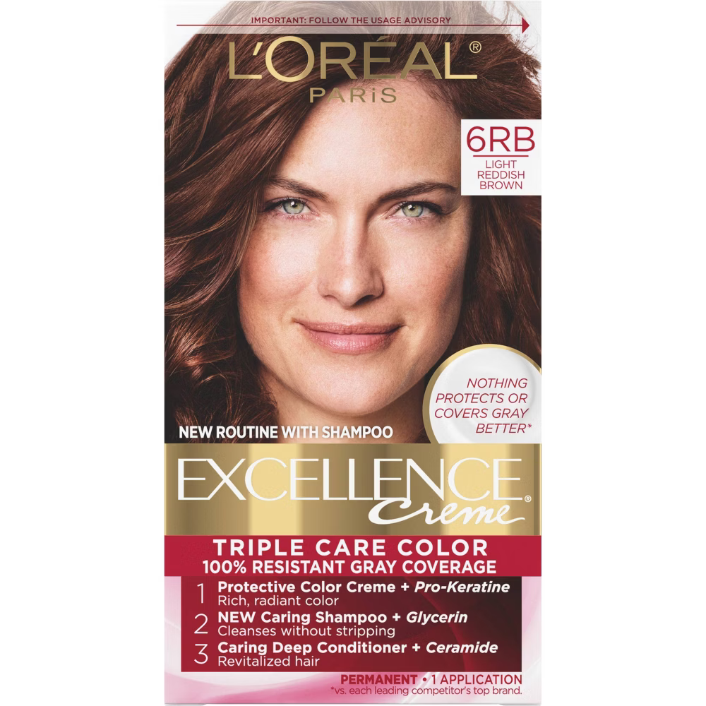 L'Oréal Paris Excellence Triple Protection Permanent Hair Color - 6RB Light Reddish Brown (6.3 fl oz)