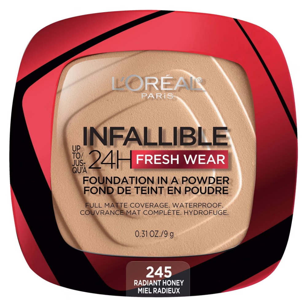 L'Oreal Paris Infallible Up to 24H Fresh Wear Foundation in a Powder (245 Radiant Honey, 0.31 oz)