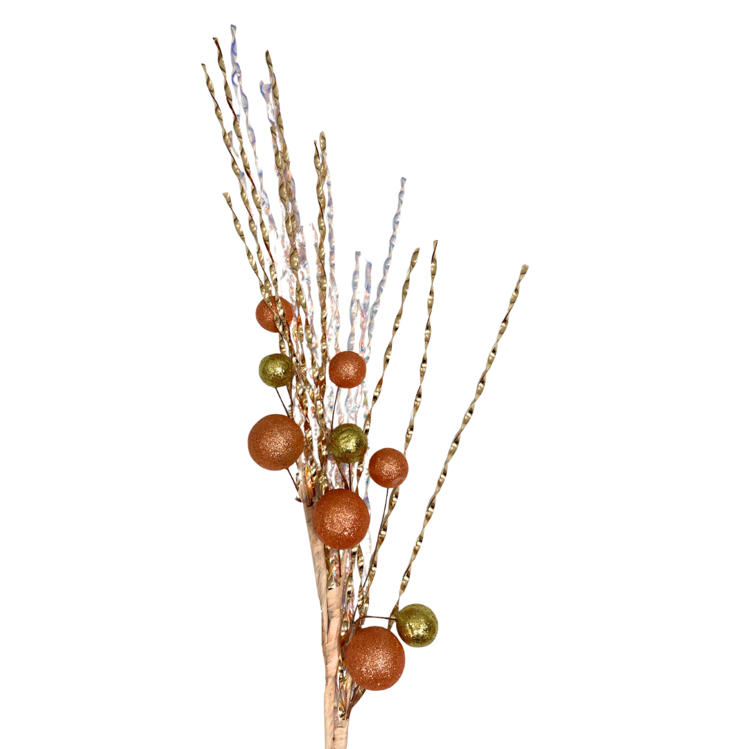 Spray decorativo durazno y dorado 80 cm estilo navideño glam