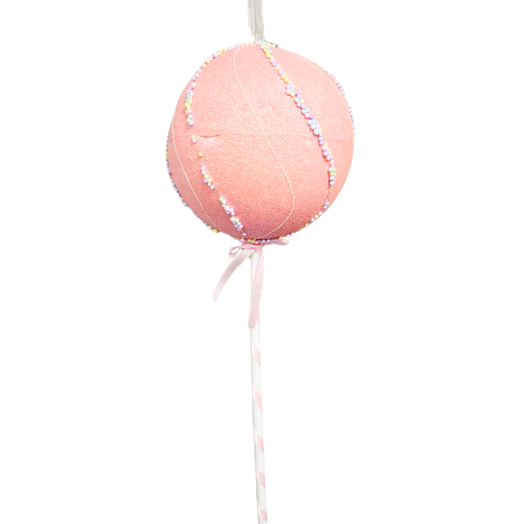Adorno paleta gigante rosa pastel 40 cm con sprinkles