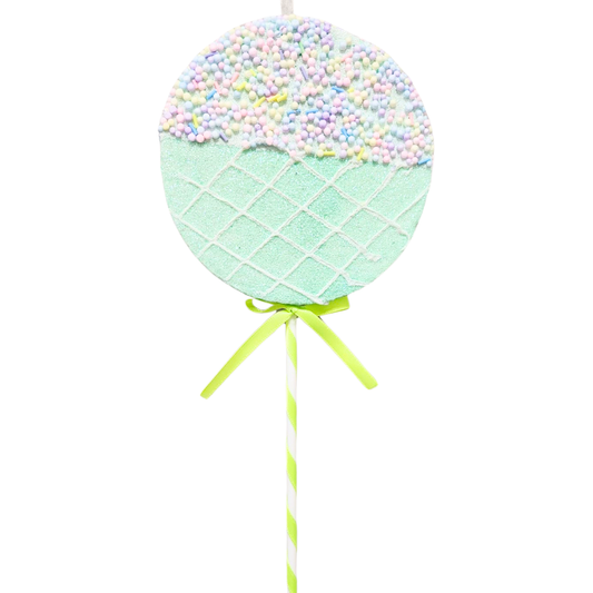 Adorno paleta menta con sprinkles 14x37cm