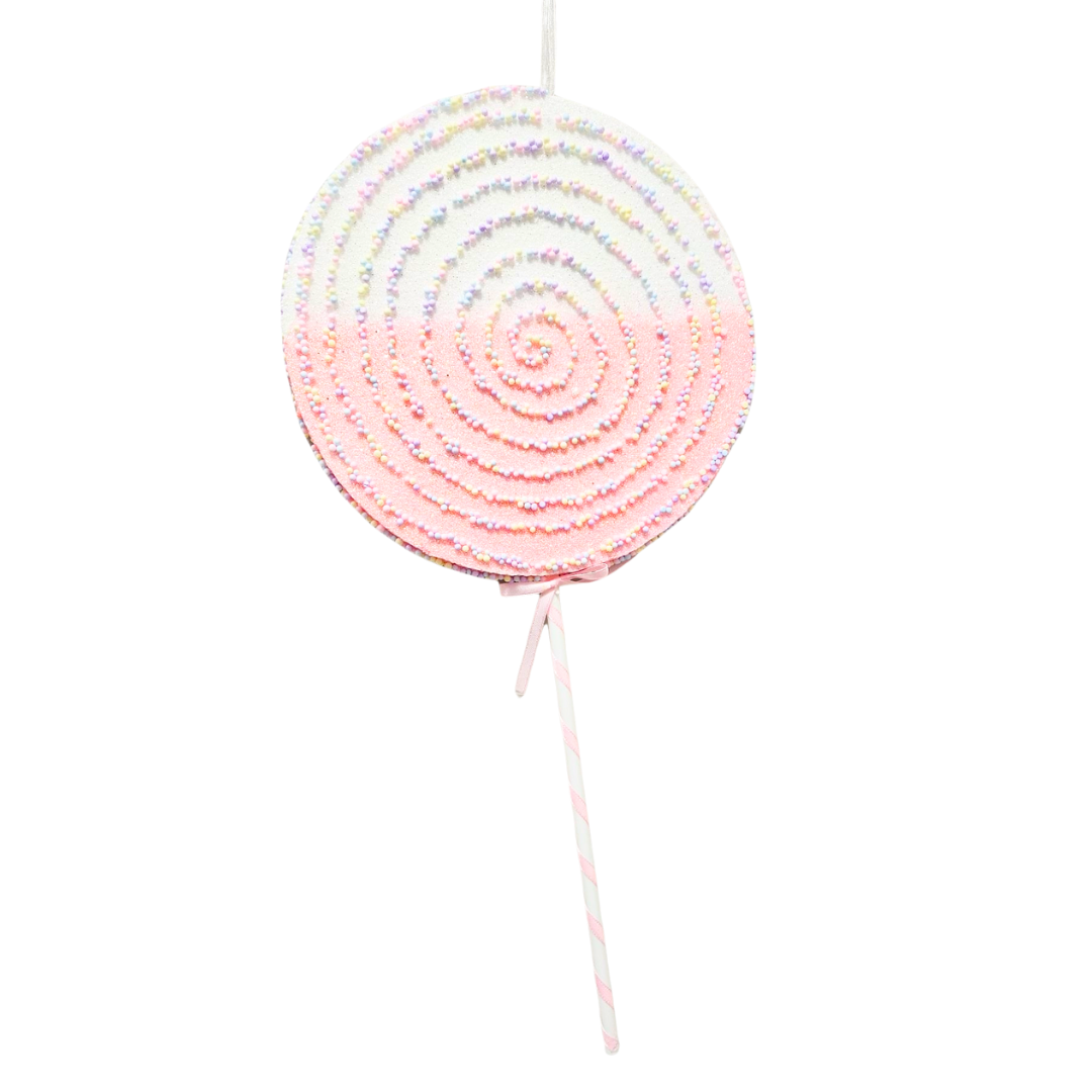 Colgante paleta espiral rosa 25x53cm con brillo
