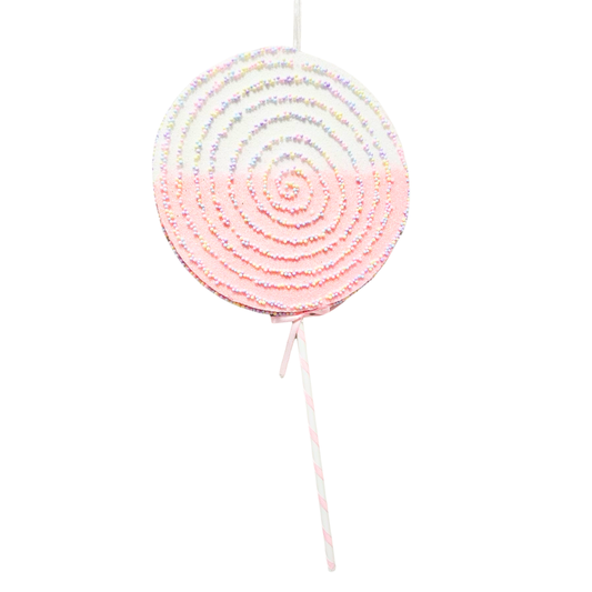 Colgante paleta espiral rosa 25x53cm con brillo