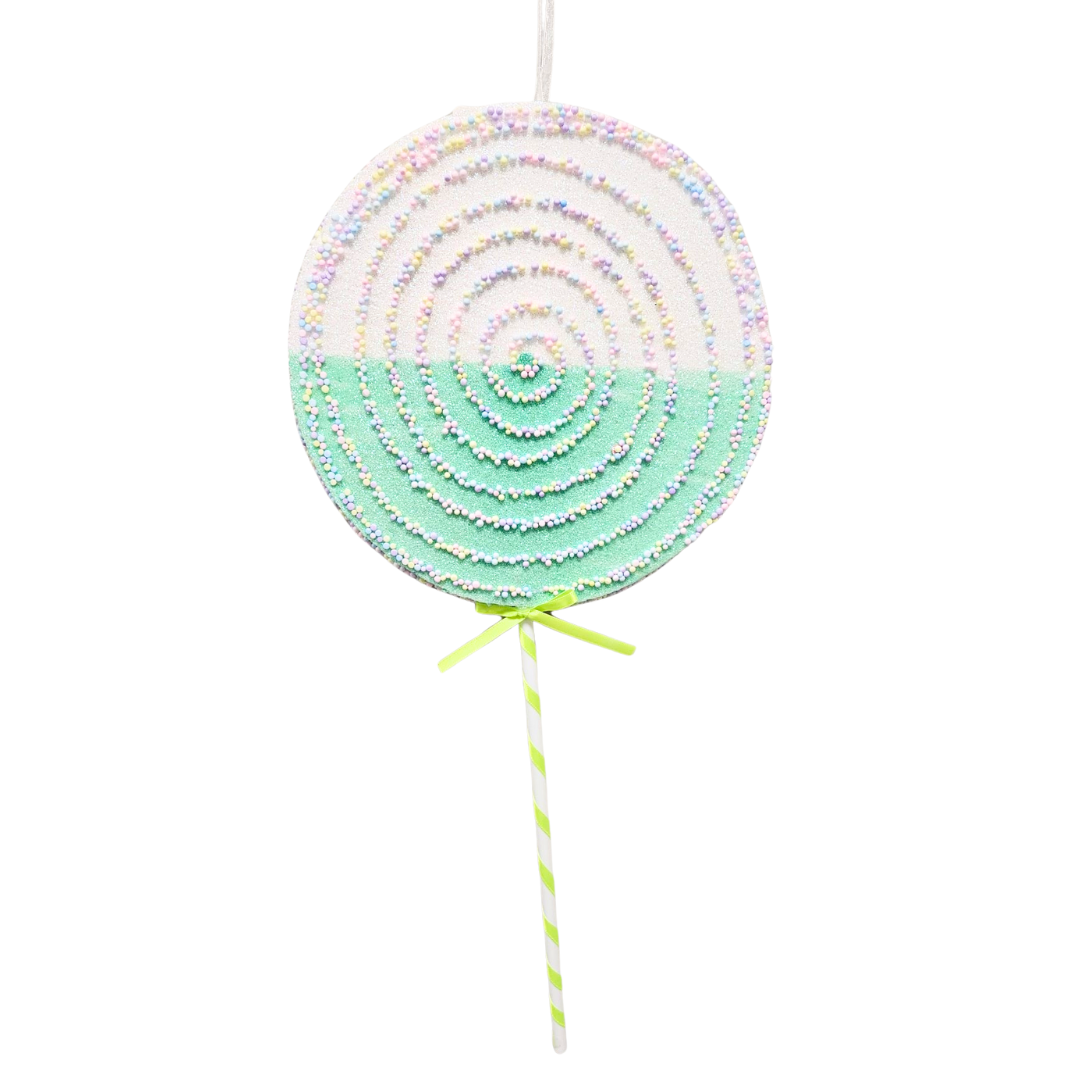 Colgante paleta menta grande 25x53cm con brillo