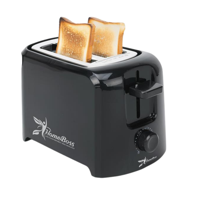 HomeBoss black 2-slice electric toaster with 800W power