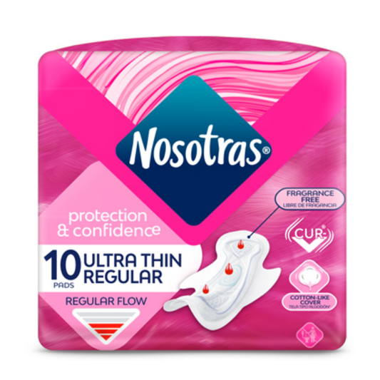 Nosotras Regular Flow Ultra Thin Fragrance Free Pads (10ct)