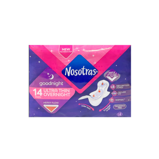 Nosotras Heavy Flow Ultra Thin With Wings Overnight Maxi Pads (14 ct)