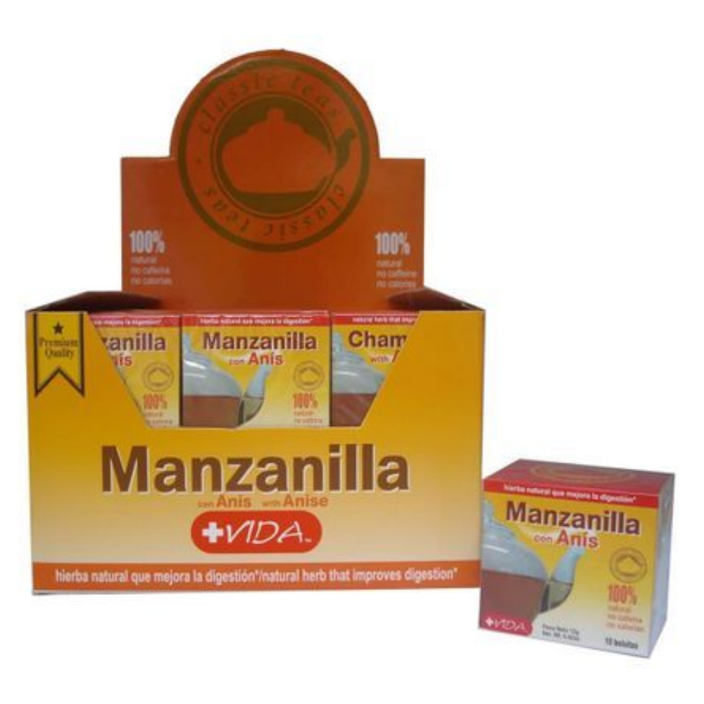 Más Vida Chamomile with Anise 100% Natural Herbs Tea (10 ct)