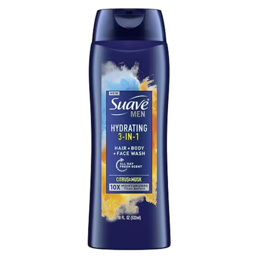 Suave Men 3 in 1 Body, Hair & Face Wash (18 oz)
