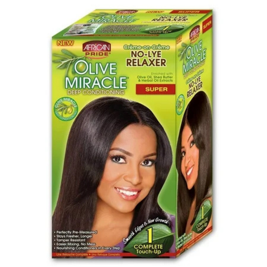 African Pride Olive Miracle Deep Conditioning No Lye Relaxer Super