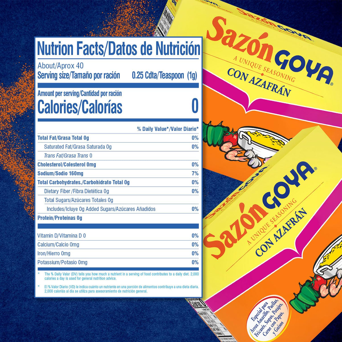 Sazón con Azafrán GOYA 1.41 oz (8 sobres)
