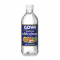A 16 fl. oz. bottle of Goya Distilled White Vinegar with a blue label and white cap, shown against a white background.