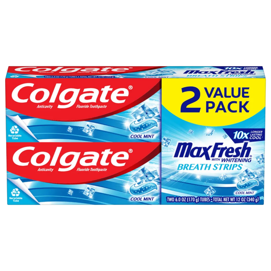 Colgate Max Fresh Toothpaste with Mini Breath Strips (2pk 5.6oz)