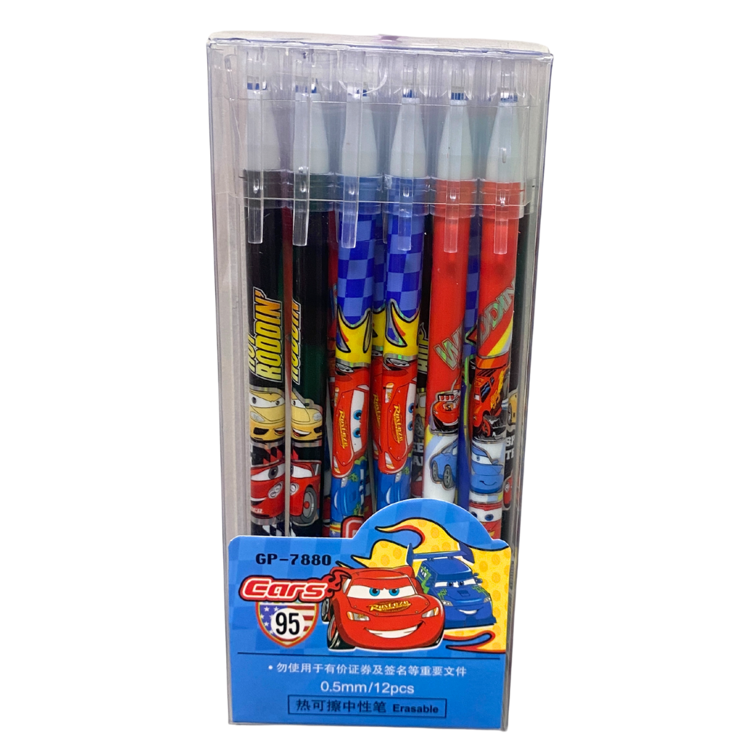 Bolígrafos Gel Borrables Cars (12 piezas, 0.5mm)