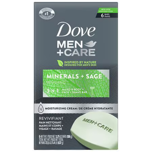 Dove Men+Care Body and Face Bar Minerals + Sage (6 pk)