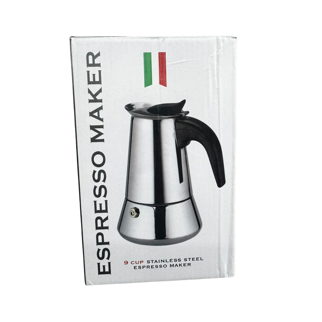 Stainless Steel Espresso Maker (9‑Cup)