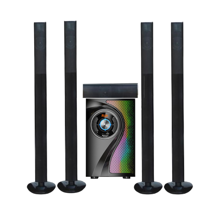 HomeBoss 5.1 home theater system with subwoofer and satellite speakers