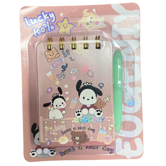 Mini Libreta EUGENIY con Bolígrafo – Tapa Rosada