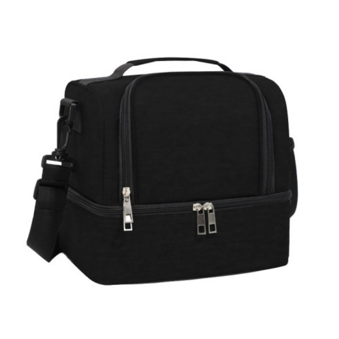 Lonchera Insulada con Dos Compartimientos – Negra