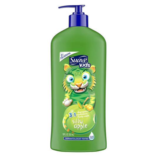 Suave Kids 3-in-1 Shampoo, Conditioner & Body Wash Silly Apple (18 oz)