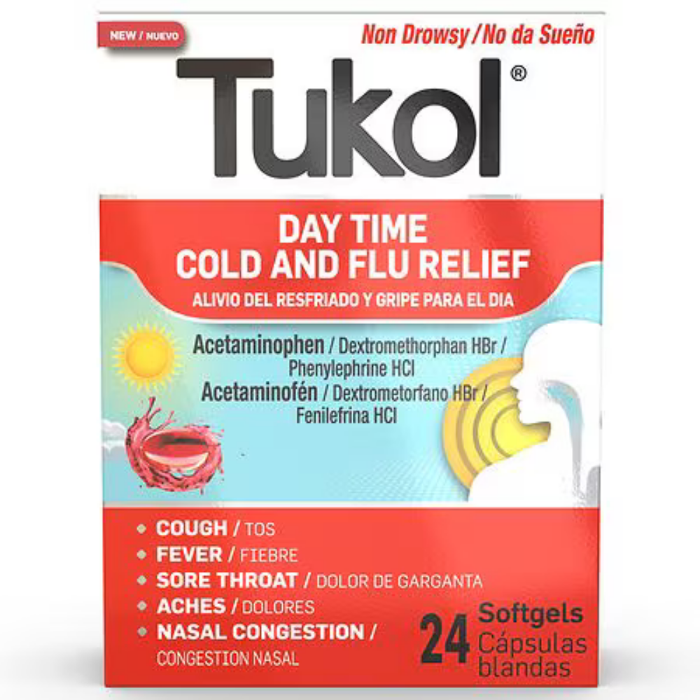 Tukol Day Time Cold & Flu Relief Softgels (24 ct)