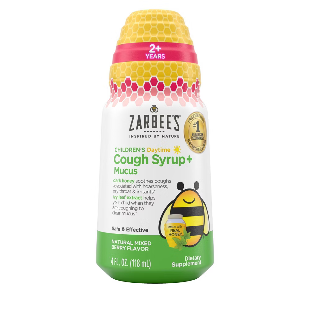 Zarbee's Children's Cough Syrup + Mucus + Immune with Dark Honey Age 2+ Daytime (4 oz)