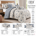 Juego de Edredón ESCA Eriola Queen 7 Piezas – Floral Azul y Beige