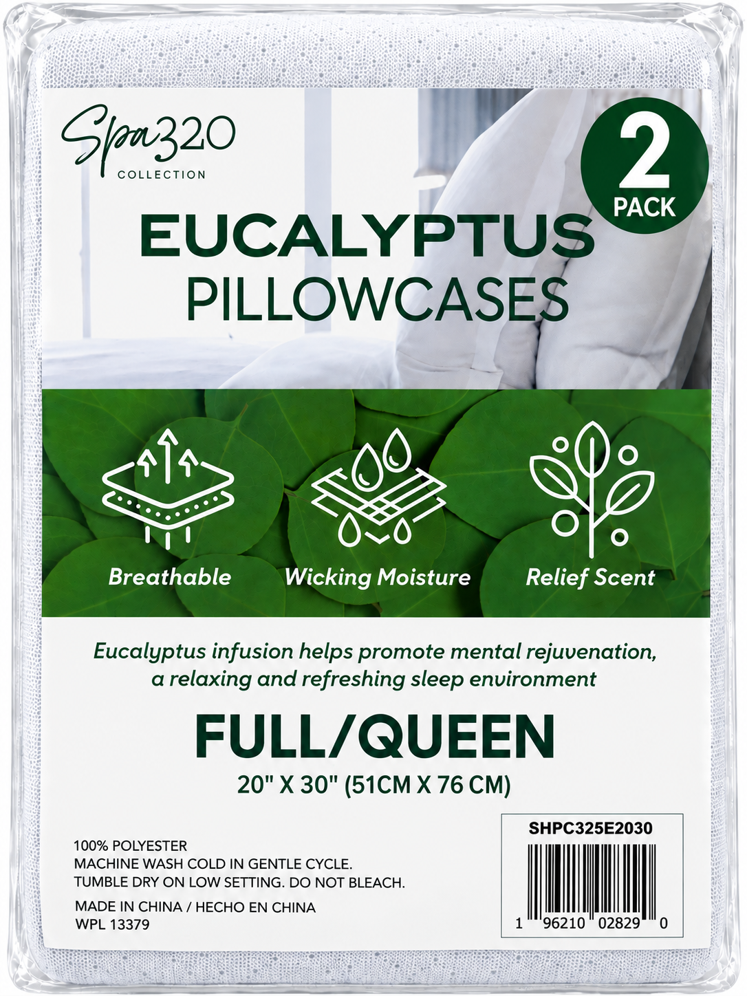 Spa320 Eucalyptus Pillowcases 2 Pack